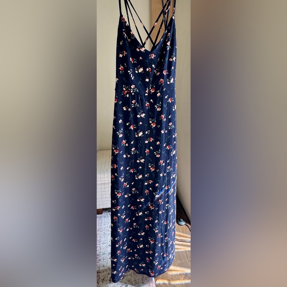 Nina Britton Blue Pink A Line Maxi Dress
